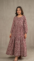 Maroon Printed Maxi Dress – Elegant Casual Wear